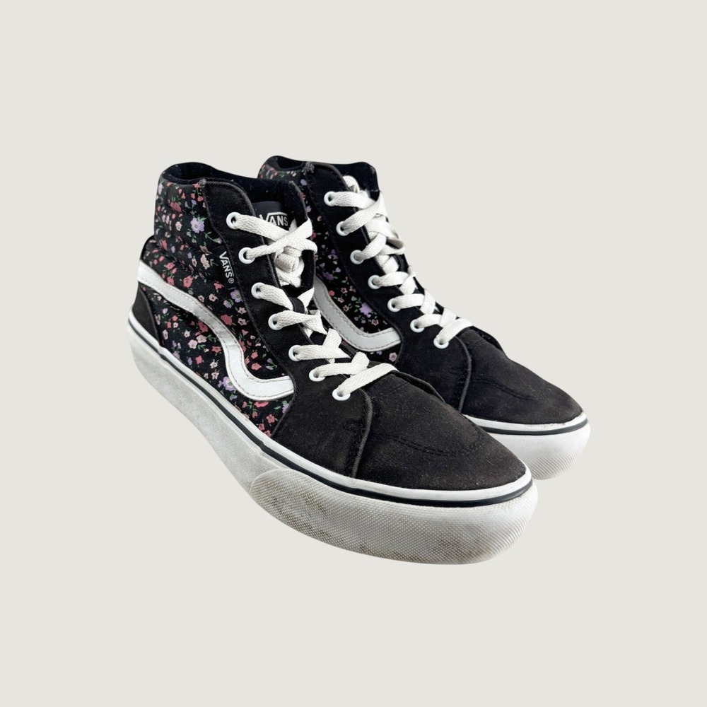 Vans Missy Sk8-Hi Floral Canvas Suede High Top Sneakers Black Pink Size 6.0